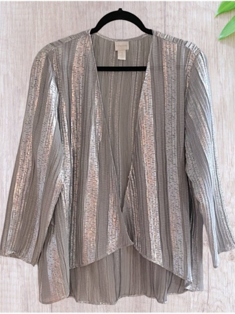 Chico's soft lightweight silver grey  jacket/cover up